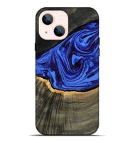 iPhone 14 Plus Wood Live Edge Phone Case - Eliseo (Blue, 802063)