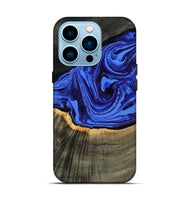 iPhone 14 Pro Wood Live Edge Phone Case - Eliseo (Blue, 802063)