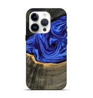 iPhone 15 Pro Wood Live Edge Phone Case - Eliseo (Blue, 802063)