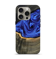 iPhone 16 Pro Wood Live Edge Phone Case - Eliseo (Blue, 802063)