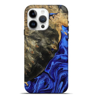 iPhone 15 Pro Max Wood Live Edge Phone Case - Melvin (Blue, 802068)