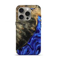 iPhone 16 Pro Wood Live Edge Phone Case - Melvin (Blue, 802068)