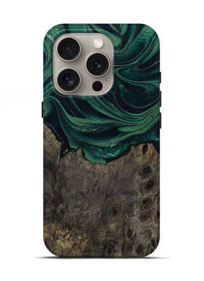 iPhone 16 Pro Wood Live Edge Phone Case - Josue (Green, 802069)