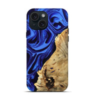 iPhone 15 Wood Live Edge Phone Case - Karma (Blue, 802070)