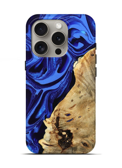 iPhone 16 Pro Wood Live Edge Phone Case - Karma (Blue, 802070)
