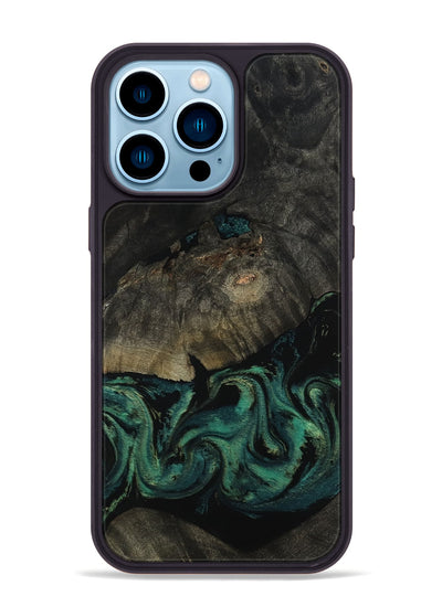 iPhone 14 Pro Max Wood Phone Case - Delaney (Green, 802076)