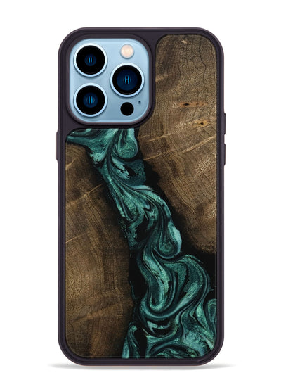 iPhone 14 Pro Max Wood Phone Case - Bernice (Green, 802080)