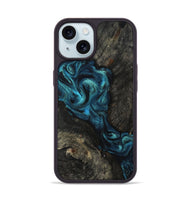 iPhone 15 Wood Phone Case - Tad (Blue, 802109)
