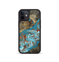 iPhone 12 mini Wood Phone Case - Edythe (Teal & Gold, 802164)