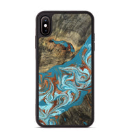 iPhone Xs Max Wood Phone Case - Edythe (Teal & Gold, 802164)
