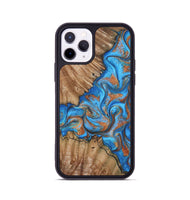 iPhone 11 Pro Wood Phone Case - Lutie (Teal & Gold, 802165)