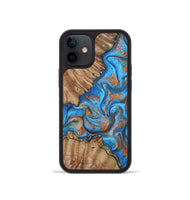iPhone 12 mini Wood Phone Case - Lutie (Teal & Gold, 802165)