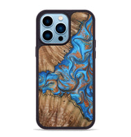 iPhone 14 Pro Max Wood Phone Case - Lutie (Teal & Gold, 802165)