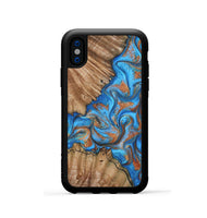 iPhone Xs Wood Phone Case - Lutie (Teal & Gold, 802165)