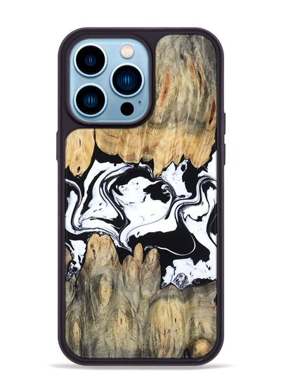 iPhone 14 Pro Max Wood Phone Case - Norris (Black & White, 802176)