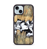 iPhone 15 Wood Phone Case - Norris (Black & White, 802176)