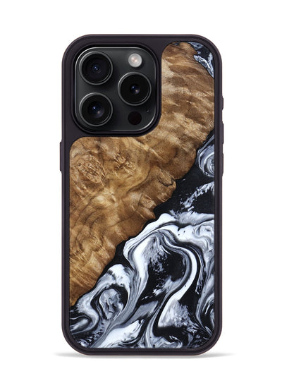 iPhone 15 Pro Wood Phone Case - Jayson (Black & White, 802178)