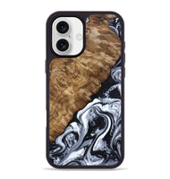 iPhone 16 Plus Wood Phone Case - Jayson (Black & White, 802178)