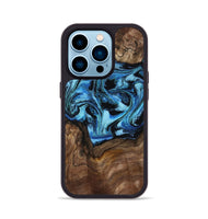iPhone 14 Pro Wood Phone Case - Miriam (Blue, 802349)
