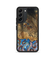 Galaxy S22 Wood Phone Case - Navy (Teal & Gold, 802410)
