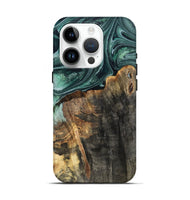 iPhone 15 Pro Wood Live Edge Phone Case - Dovie (Green, 802431)