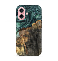 iPhone 16 Wood Live Edge Phone Case - Dovie (Green, 802431)