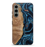 Galaxy S23 Plus Wood Live Edge Phone Case - Cletus (Teal & Gold, 802434)