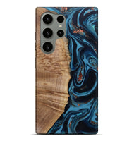 Galaxy S24 Ultra Wood Live Edge Phone Case - Cletus (Teal & Gold, 802434)