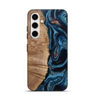 Galaxy S25 Wood Live Edge Phone Case - Cletus (Teal & Gold, 802434)