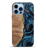 iPhone 14 Pro Max Wood Live Edge Phone Case - Cletus (Teal & Gold, 802434)