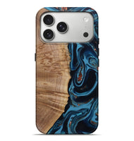 iPhone 17 Pro Max Wood Live Edge Phone Case - Cletus (Teal & Gold, 802434)