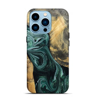 iPhone 14 Pro Wood Live Edge Phone Case - Stacie (Green, 802436)