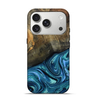 iPhone 17 Pro Wood Live Edge Phone Case - Moshe (Blue, 802438)