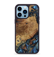 iPhone 14 Pro Max Wood Phone Case - Helena (Teal & Gold, 802450)