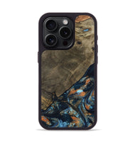 iPhone 15 Pro Wood Phone Case - Daron (Teal & Gold, 802461)