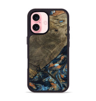 iPhone 16 Wood Phone Case - Daron (Teal & Gold, 802461)