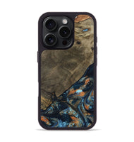 iPhone 16 Pro Wood Phone Case - Daron (Teal & Gold, 802461)