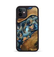 iPhone 12 Wood Phone Case - Teddy (Teal & Gold, 802462)