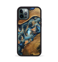 iPhone 12 Pro Wood Phone Case - Teddy (Teal & Gold, 802462)