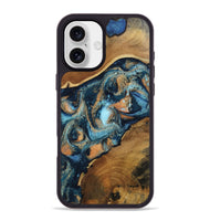 iPhone 16 Plus Wood Phone Case - Teddy (Teal & Gold, 802462)