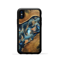 iPhone Xs Wood Phone Case - Teddy (Teal & Gold, 802462)