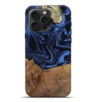 iPhone 16 Pro Max Wood Live Edge Phone Case - Suzan (Blue, 803654)