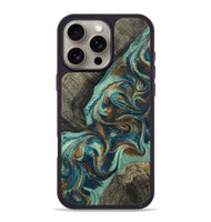 iPhone 16 Pro Max Wood Phone Case - Ridge (Teal & Gold, 803764)