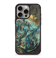 iPhone 16 Pro Max Wood Phone Case - Sid (Teal & Gold, 803791)
