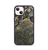 iPhone 14 Wood Phone Case - Aya (Teal & Gold, 804198)