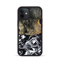 iPhone 12 Wood Phone Case - Alecia (Black & White, 804580)