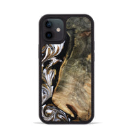 iPhone 12 Wood Phone Case - Aditya (Black & White, 804586)