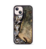 iPhone 14 Wood Phone Case - Aditya (Black & White, 804586)