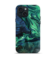 iPhone 15 Wood Live Edge Phone Case - Kyle (Green, 805243)