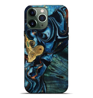 iPhone 13 Pro Max Wood Live Edge Phone Case - Jaxton (Teal & Gold, 805359)